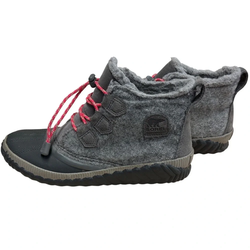 Sorel‎ Waterproof Out N About Felt Duck Boots Pink Laces Women's Size 6